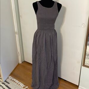 Elegant chiffon Crinkle Gray Maxi Dress